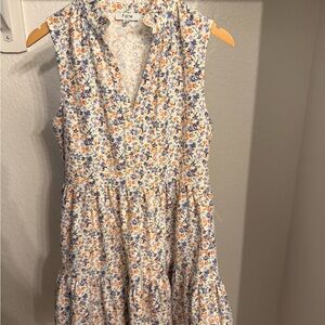 Fate Floral Sleeveless Dress in Blue and Orange